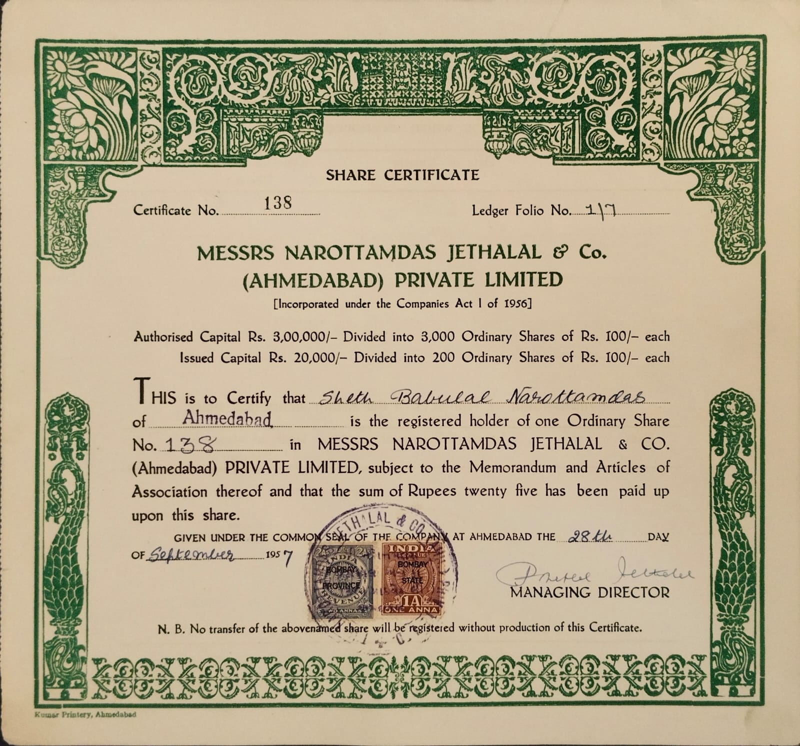 3 MESSRS NAROTTAMDAS JETHALAL & CO