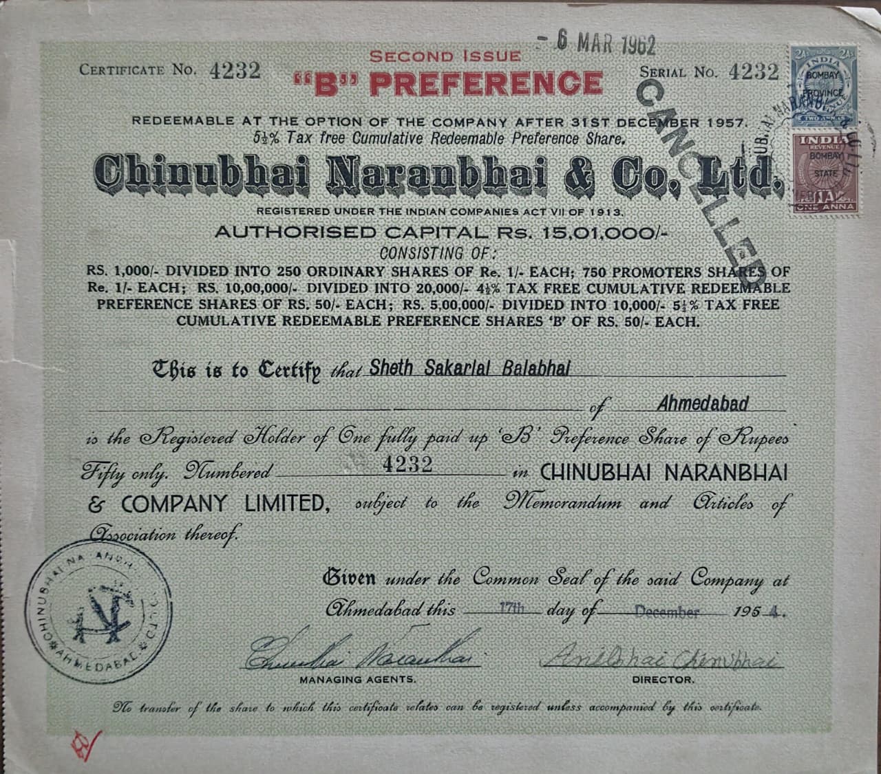 37 CHINUBHAI NARANBHAI & CO. LTD