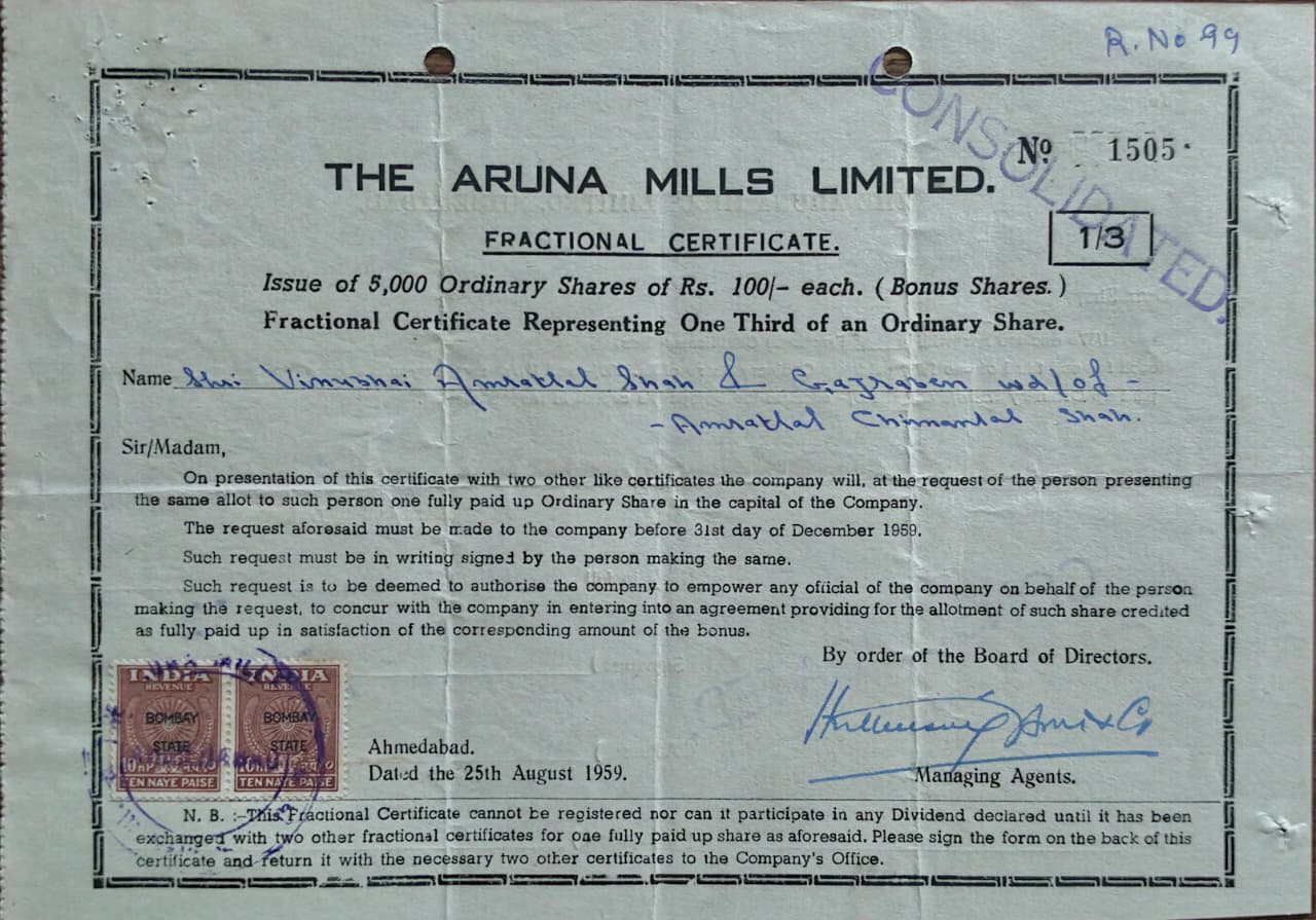 54 THE ARUNA MILLS LIMITED