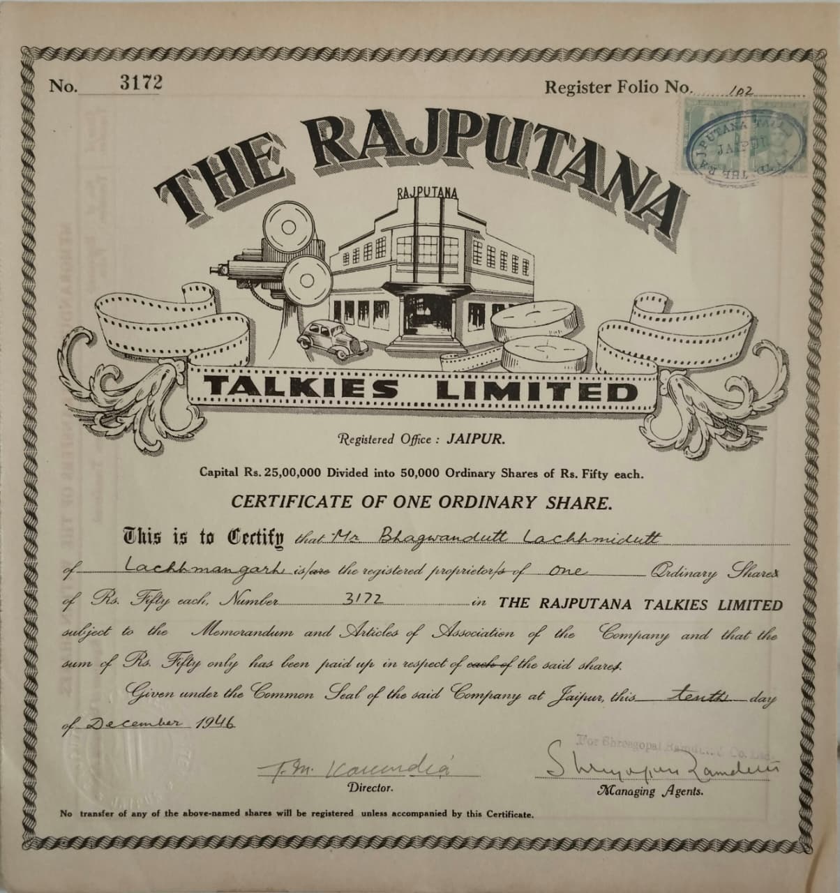 58 THE RAJPUTANA TALKIES LIMITED