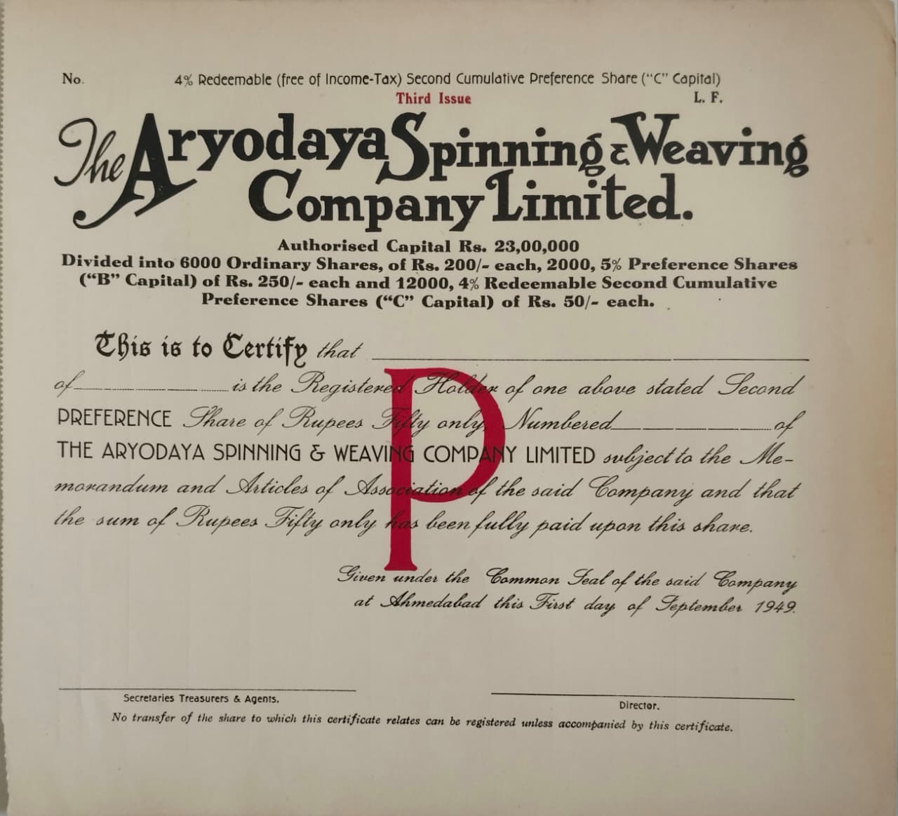 60 THE ARYODAYA SPINNING & WEAVING COMPANY LIMITED