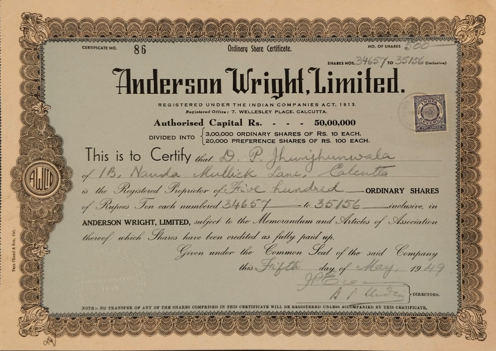 9 ANDERSON WRIGHT LIMITED