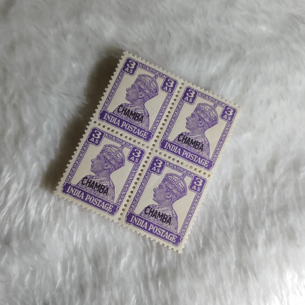 KG6 CHAMBA 3AS INDIA POSTAGE