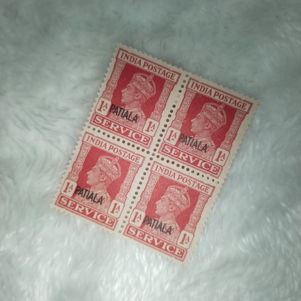 KG6 PATIALA 1A INDIA POSTAGE SERVICE