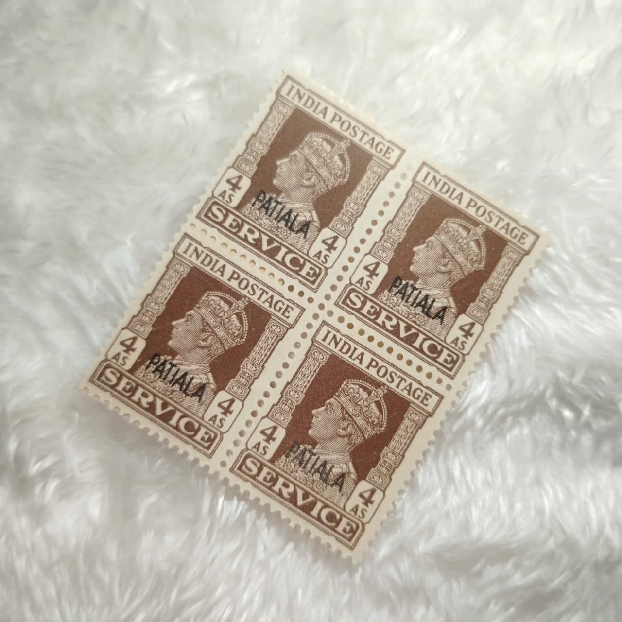 KG6 PATIALA 4AS INDIA POSTAGE SERVICE